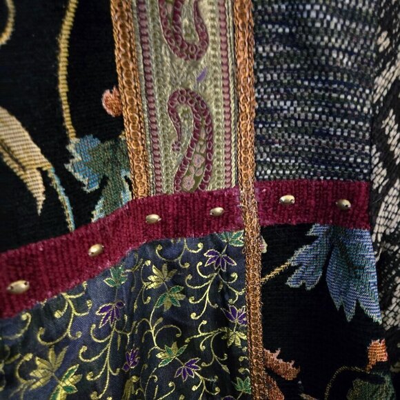 Coldwater Creek Vintage Patchwork Tapestry Beaded Bohemian  Jacket Size XL - Picture 3 of 4